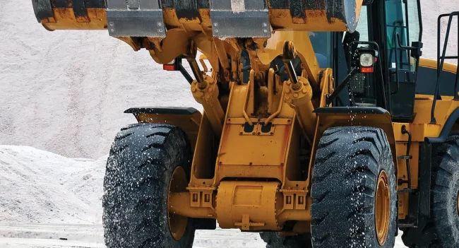 Yellow wheel loader.