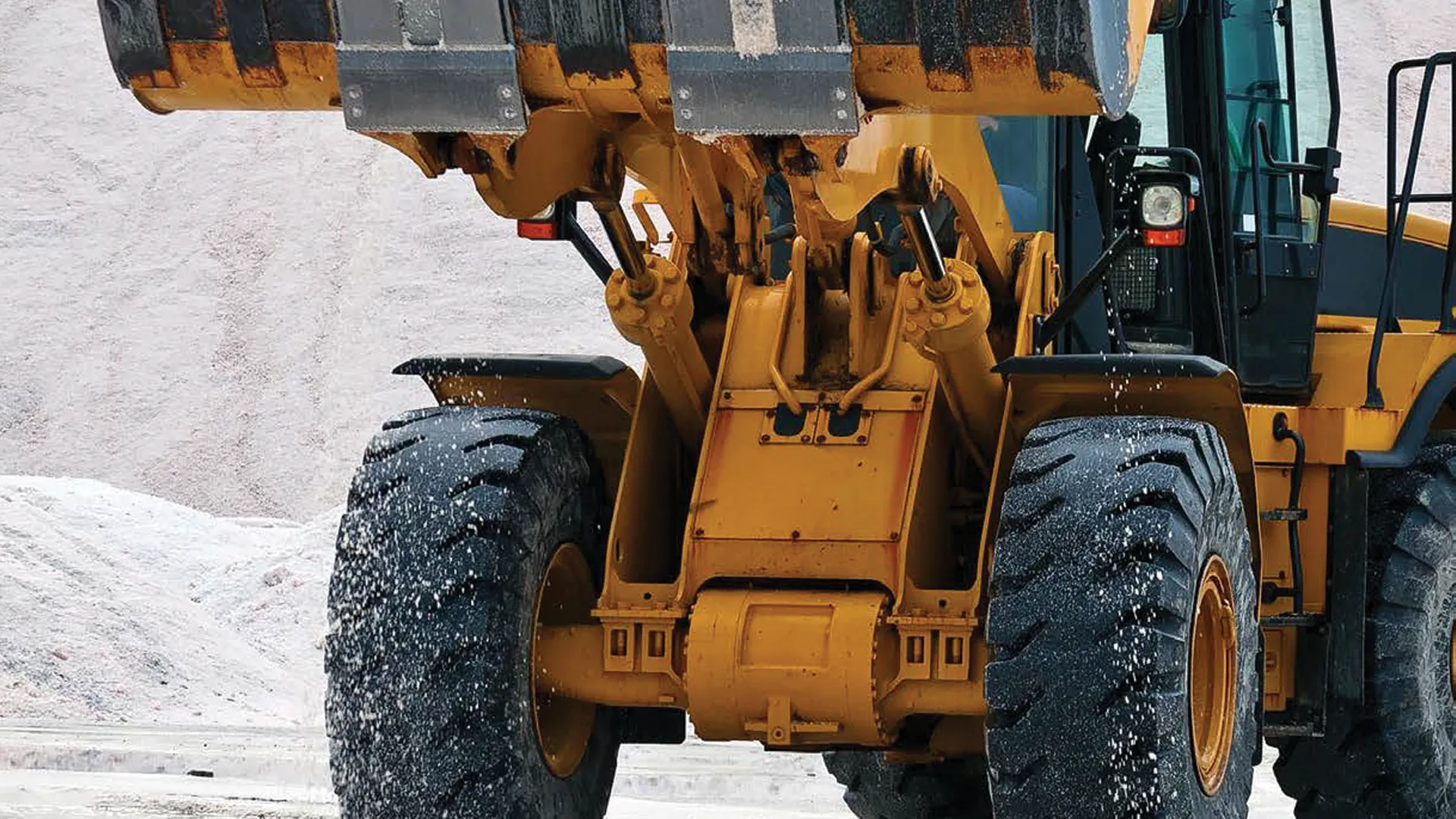 Yellow wheel loader.